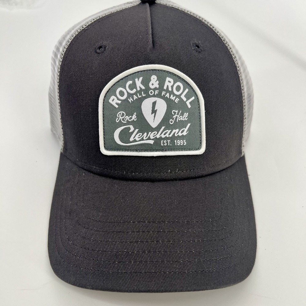 Rock and Roll Hall of Fame Baseball Cap Hat Cleveland Gray White Mesh SnapBack